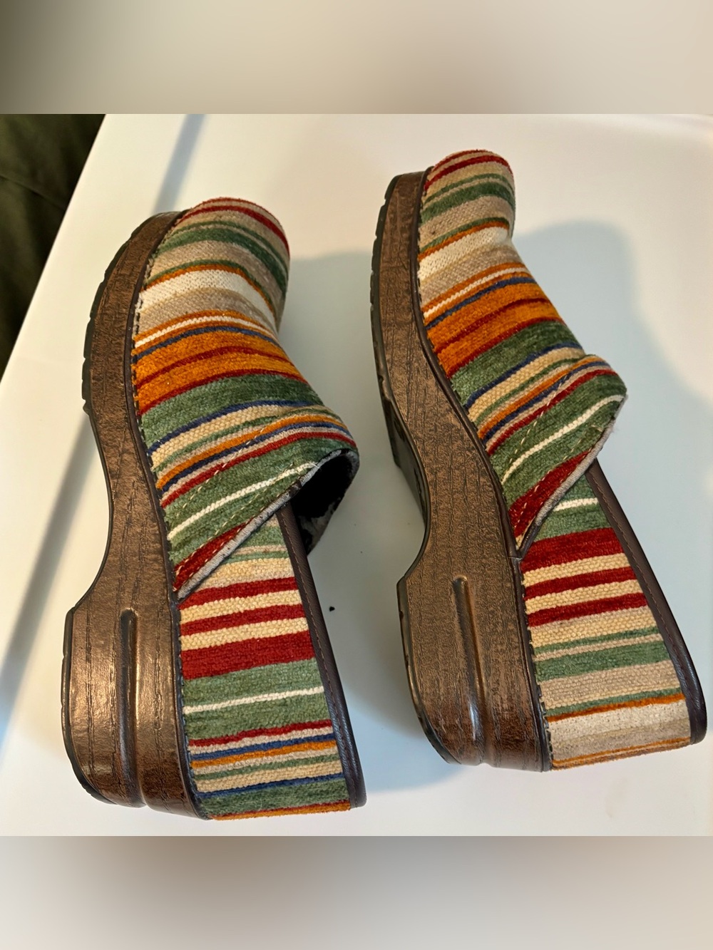 Dansko Vegan Multicolor Striped Textile Clogs